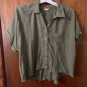Green American Eagle button up shirt
